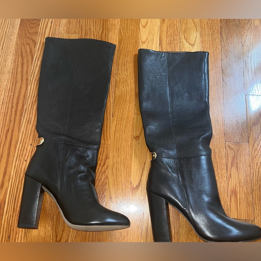 Elegant Black Leather Knee-High Boots